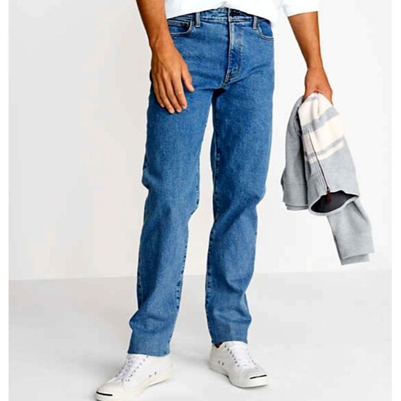 Lands End Jeans $85 42 x 34 2x 3x blue stretch flannel Lined stretch denim pants - Picture 1 of 4